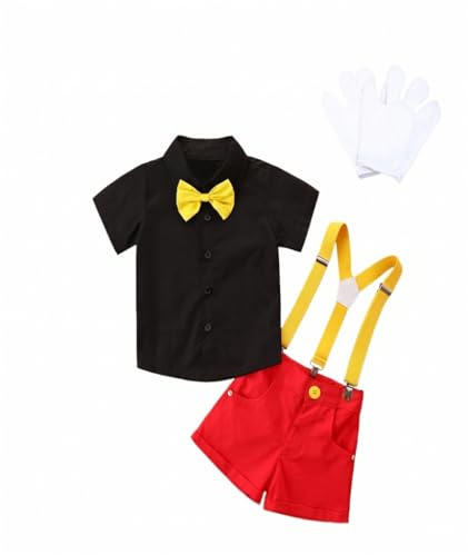 Lito Angels Cartoon Costume Suspender Suit for Kids Boys | Fancy Dress Up Set, Headband Included, White Gloves Included