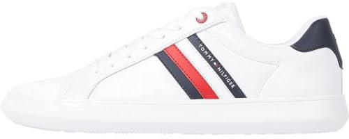 Tommy Hilfiger Uomo Sneakers con Suola Preformata Essential Leather Cupsole in Pelle, Bianco (White), 46
