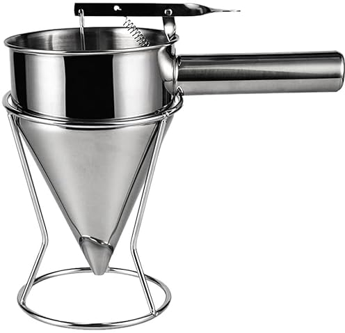 Edelstahl-Trichter, Mehrzweck-Küchentrichter-Set, Edelstahl-Trichter, Oktopus-Kugel-Trichter, Cupcake-Spender, Ausgießer, Küche, Sushi, DIY, Kolbentrichter mit Ständer (Silber)