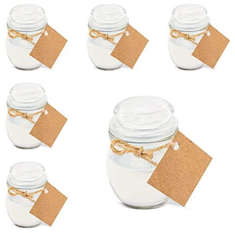 Deliex. Velas aromáticas perfumadas. Vela ambientador decorativa y perfumada en cristal. Detalles para invitados bodas, cafe, coco o rosas (25 UNIDADES, BLANCA)