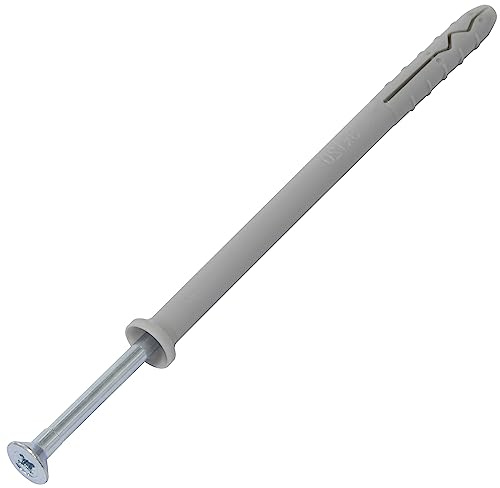 AERZETIX - C67164 - Juego de 50 Tacos clavos Ø8x120mm con brida biselada en polietileno + 50 clavos-tornillos Ø4.9x125mm con cabeza fresada PZ2 en acero - para golpear - estructura metálica hormigón