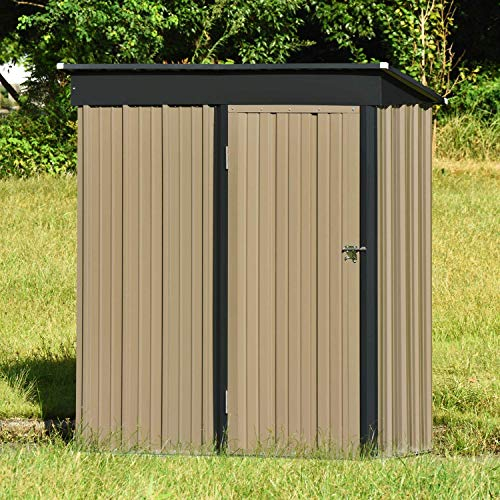 Panana Metal Garden Shed Garden Storage Outdoor Metal Utility Tool Storage Box Door at 5FT side (3X5FT)
