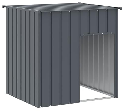 vidaXL Caseta para Perro con Techo de Acero galvanizado Antracita 110x103x109 cm