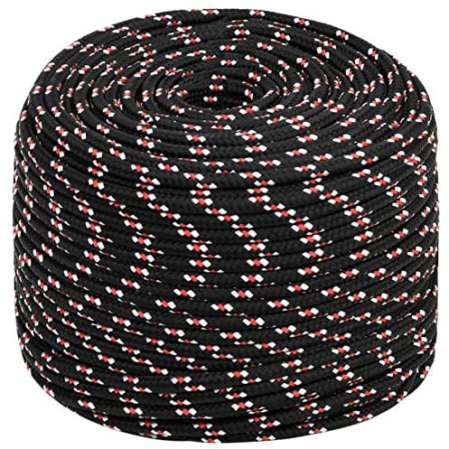 Bootsseil, ZEYUAN Seilzugsystem Sonnensegel, Wäscheleine, Tau Seil, Fahnenseil, Aufnahme Seil, Fahnenmast Seil, Schwarz 10 mm 100 m Polypropylen - 152349
