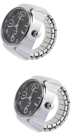 IMIKEYA 2stücke Damen Uhr Mit Großem Ziffernblatt Kreative Elastische Quarzuhr Für Stilvolles Accessoire Für Zu Besonderen Anlässen Schwarz