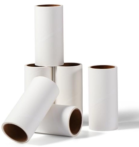 Vinabo Rouleau Adhesif Vetement Recharges 6 Rouleaux,Total 360 Feuilles Rouleau Poils Animaux très Collant,Recharge Brosse Anti Poils Animaux pour Vêtements,Lit,Tapis,Poils d'animaux Chats/Chiens