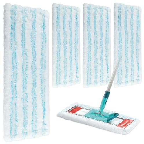 4er Set Ersatz-Wischbezug für Leifheit Profi XL Micro Duo für alle Böden | Bodenwischer Ersatzbezug für leifheit Profi XL, Flecken Schnell Entfernen, Effiziente Mikrofaser Ersatzbezug für alle Böden