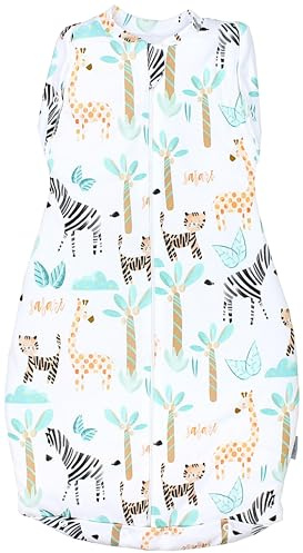 TupTam Baby Pucksack Swaddle Bag Wattiert Babyschlafsack unisex, Farbe: Wattiert 2.5 TOG/Safari Grün, Größe: 0-3 Monate