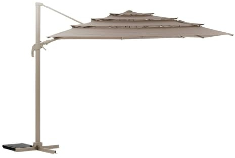 Hespéride - Parasol Déporté Rectangulaire Melhia Lin - 4 x 3 m - Aluminium Anti Rouille, Rotatif 360°, Inclinable - Pour Jardin, Terrasse