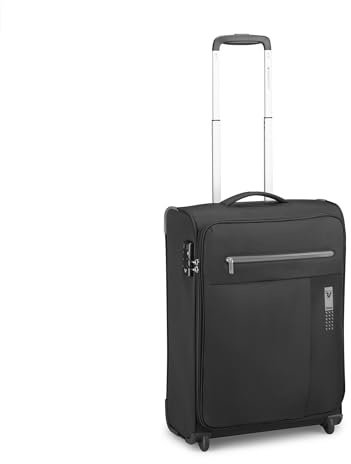 RONCATO LITE SOFT Trolley Cabine 55 x 40 x 20 cm | Valise à bagages à main ultra légère, fermeture TSA, Noir fumé, 2 ruote, Bagage à main