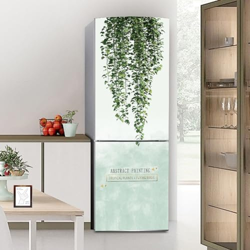 Adesivi per frigorifero decorativi 3d, adesivo per frigorifero che copre completamente la porta del frigorifero copre adesivi murali per decalcomanie da cucina, pianta con foglie verdi