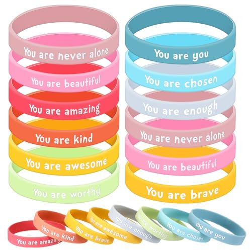Otuuz 20 Pcs End of Year Class Gifts Motivational Silicone Wristbands Inspirational Rubber Bracelets Class of 2026 School Leaver Gifts for Students from Teachers, 10 Colors