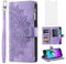 Phone Case for Samsung Galaxy J3 2016/J 3 V/J36V/Sky/Amp Prime Wallet Cover With Tempered Glass Screen Protector and Wrist Strap Mandala Flower Flip Zipper Card Holder Cell Sol J3V JV3 J36 6 Purple