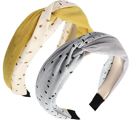 FRCOLOR 2stücke Süße Kopfband-knotenmuster Aus Netzgarn Und Chiffon Haaraccessoires Für Frauen Für Alltag Und Besondere Anlässe