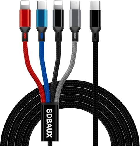 SDBAUX USB C to Multi Charger Cable 3A 1.2M, Braided Universal Type C to 4 in 1 Fast Charging Cord Lead, with 2iP/Type C/Micro USB Ports, for iOS Phones, Samsung Galaxy, LG, Sony, Huawei, Moto, Xiaomi