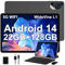Tablet 10 Pulgadas Android 14 con 22 GB RAM + 128 GB ROM (Ampliable a 1TB), Widevine L1 Tablets, 5G Wi-Fi, GPS, 8000 mAh, 8 Cores 2.0 GHz, 5MP + 8MP, FHD Tablet con Teclado + Ratón + Funda, Gris Café