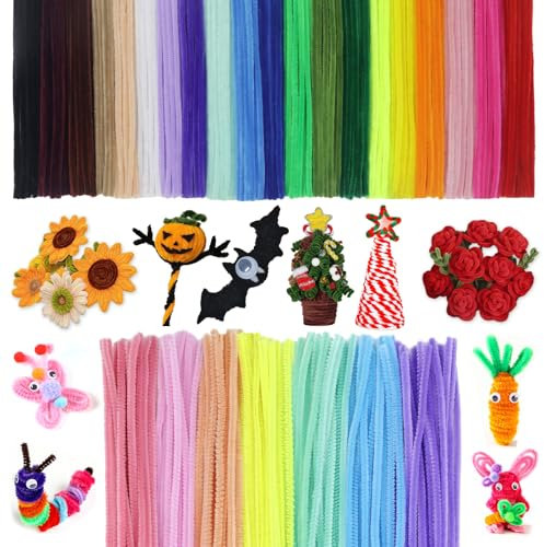 LLMtn Set mit 27Farben, 300 Stk bunten Pfeifenreiniger, 20 Standardfarben, 7 Macaron-Farben für DIY-Projekte (mehrfarbig)