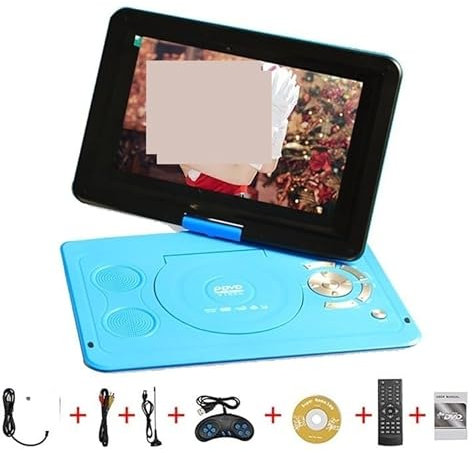 Lecteur DVD 13 Pouces HD Portable écran Rotatif Smart TV VCD Lecteur DVD Mini Carte TF USB vidéo Rechargeable télévision Lecteur DVD Full HD 1080P(Blauw)