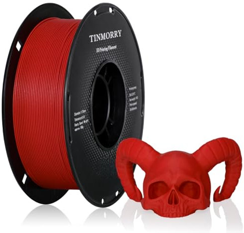 TINMORRY Glasfaser PETG Filament 1.75mm, hohe Schlagzähigkeit PETG GF 3D Druck Filament, Haltbarkeit & Steifigkeit, Passend für die meisten FDM 3D Drucker, 1 KG 1 Spule, Frosted Rot