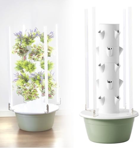 Inomhus Hydroponic Gardens Tower med LED Grow Lights, Hydroponic Tower med hydratiseringspump, adapter, nätkrukor, Tower Garden Hydroponics odling for örter och grönsaker(Five Floors)