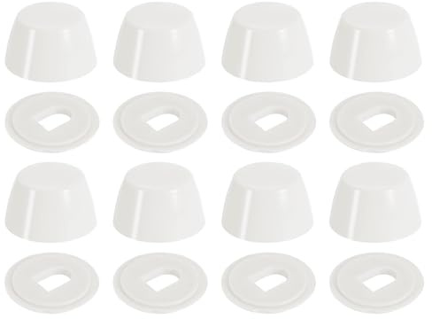 sourcing map 8Pcs Toilet Bolt Caps, 20mm/0.79 Plastic Push-On Toilet Seat Floor Bolts Caps, Universal Floor Bolts Caps with Washers, White