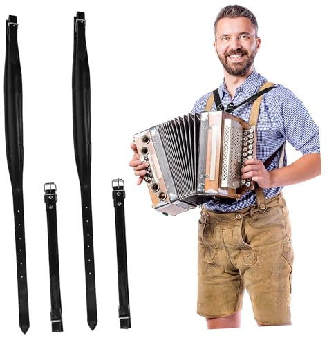 Hemobllo Akkordeongurt aus Leder Verstellbarer Schultergurt für Klassisches Design für Bässe Komfortabel und Belastungsreduzierend für Lange Spielzeiten