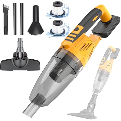 Cordless Vacuum Compatible with Dewalt Battery, Handheld Electric Vacuum | with 550W Powerful Motor, 42 CFM Portable Hand Vacuum with Filtration HEPA for Floor, Carpet, Car (Not battery