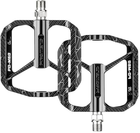 SYACHI Pedali per bicicletta PD-M60 9/16 pollici asse CNC in alluminio, pedali piatti con piattaforma antiscivolo e asse in acciaio Cr-Mo per e-bike, mountain bike, gravel e trekking, bici da corsa