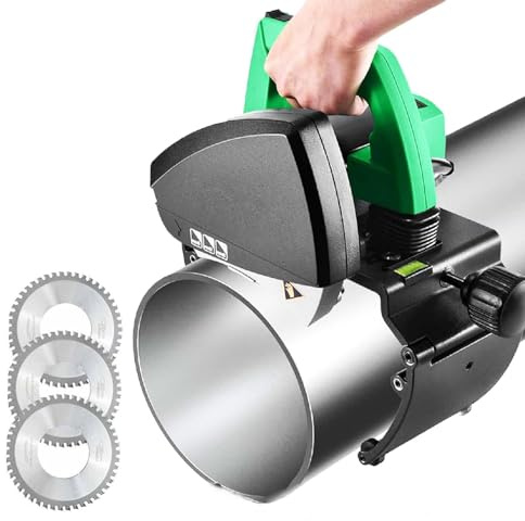Elektrischer Rohrschneider, robuster Edelstahl, industrielle Qualität, schnelle Rohrleitungsschneidemaschine, 3 Sägeblätter, 5 Geschwindigkeiten verstellbar, für Sanitärarbeiten und Projekte (15–220