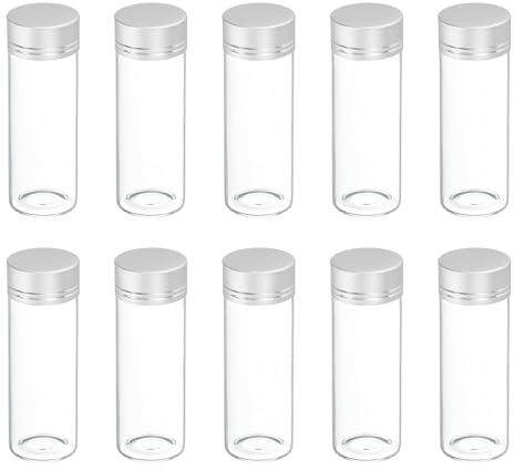 sourcing map 10 mini bottiglie di vetro con coperchio, 40 ml, piccole bottiglie in vetro trasparente, vuote, fiale per fai da te, artigianato, feste, matrimoni, bomboniere