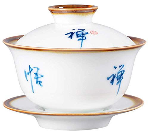 EUXHTYWP Traditionelle chinesische Teeschale, 150 ml, handbemalt, Teezubehör, Keramik, Gaiwan, Zen, Kung-Fu-Teetasse, Porzellan-Terrine