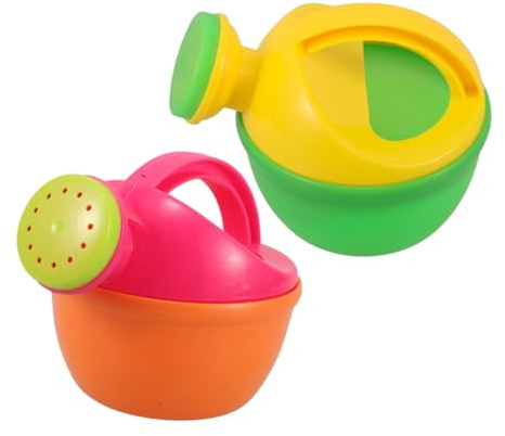 MUELODSIC Regadera Pequeña para Niños, Juguetes De Baño De Plástico, Juego De Verano con Rociado Ajustable, Seguro para Bebés, Adecuado para Playa, Jardín y Bañera, Pack De 2 Piezas (Verde y Rosa
