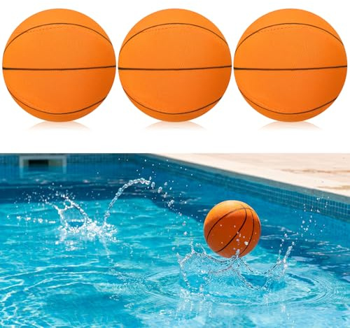 LaRandom 3 Pcs Basketball Water Skipping Balls Water Bouncing Ball 2.2 Inch Bounce Beach Ball Pool Accessories Gift for Outdoor Games Swimming Activities