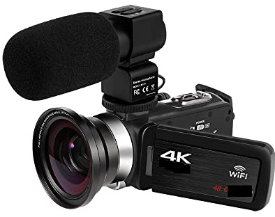Cámara Digital, Videocámara 4K 48MP Luz de Relleno incorporada Pantalla táctil Vlogging for grabadora Cámara Digital(Standard,AF1 Mic Lens)