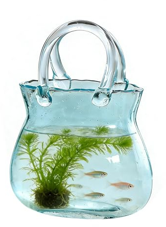 Porte-monnaie en verre transparent en forme de sac à main - Vase à fleurs esthétique, pour centres de table, cocktail, fête, salon, bureau, mariage