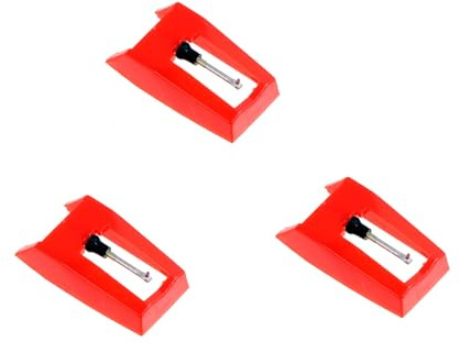 GAROZATION 3pezzi Puntine per Giradischi Stilo Conico Rosso in Plastica e Alluminio, Sostituzione per Grammofono Maggiore Realismo