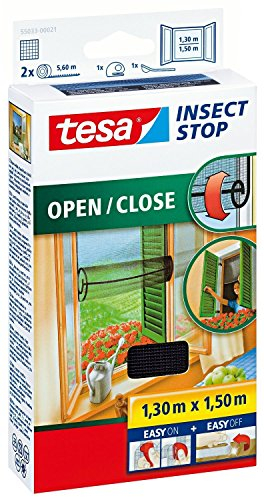 5er Pack tesa Fliegengitter für Fenster zum Öffnen und Schließen, durchsichtig, bis 1,3m x 1,5m