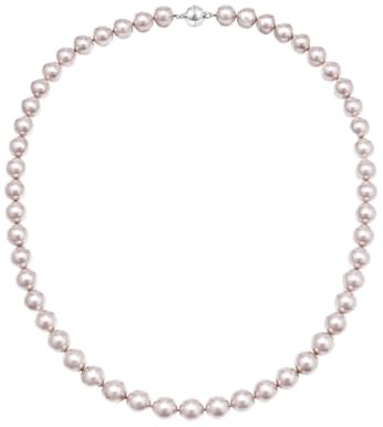 Leslii Perlenkette Collier Halskette Damen Kette Perlencollier echte Muschelkern-Perlen 44cm Magnet Verschluss