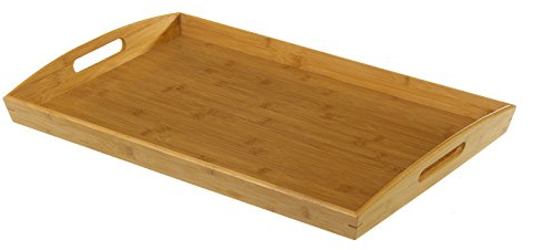 LOLAhome Bandeja Rectangular de Bambú para Servir con Asas de Estilo Nórdico de 53 x 35 cm, para Desayuno, Comida, Té, Mesa de Café