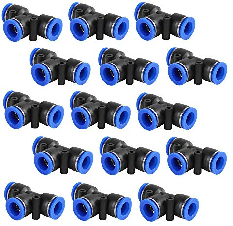 Yarrkc 15 Pcs 3/8 Inch Plastic Push to Connect T Fittings, Air Tool Fittings, Pneumatic Quick Fittings, Lock 3/8 inch OD (10mm)