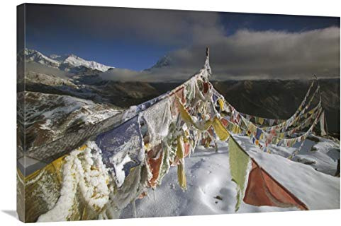 Global Gallery Iced up Prayer Flags, Dzong Ri, Sikkim Himalaya, India-Canvas Art-36x24