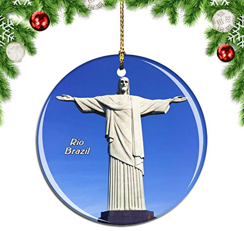Weekino Brasilien Jesus Christs Statue Rio de Janeiro Weihnachtsdekoration Christbaumkugel Hängender Weihnachtsbaum Anhänger Dekor City Travel Souvenir Collection Porzellan 2,85 Zoll