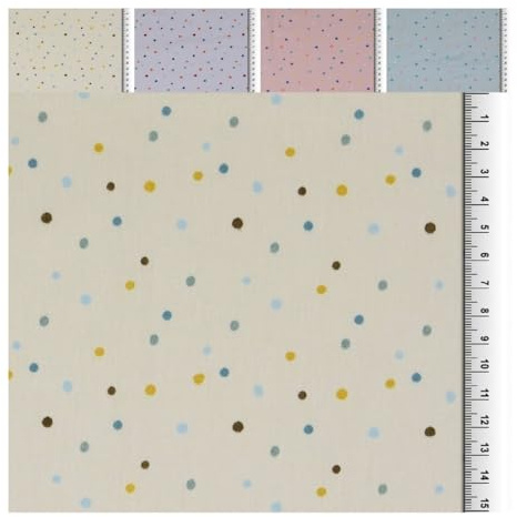 Fabrics-City bunt-ecru bunte Baumwollstoff Punkte bedruckt, Musselinstoff Baumwollmischgewebe für Nähprojekte, Kinderkleidung, Dekorationen, Stoff zum Nähen und Kleben, 5178