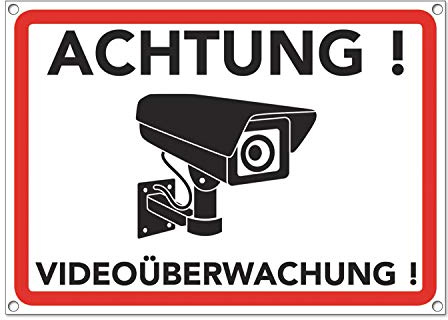 Schild Videoüberwachung - Warnschild - Hinweisschild für Kameraüberwachung - Video Überwachungsschild - Dieser Bereich wird videoüberwacht (20x15 cm) (1 Stk. Achtung Videoüberwachung)