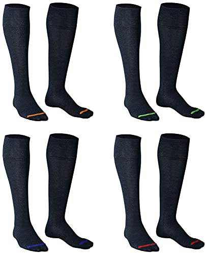 Piarini 4 paia di calze al ginocchio business da uomo lunghe - calze di cotone senza bordo elastico - calze da uomo, 43-46