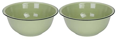 Uonlytech 2 Stücke Emaille Schüssel Retro Suppenschüssel Rührschüssel Suppenschale Salatschüssel Teigschüssel Waschschüssel Müslischüssel Servierschale Geschirr für Küche Zuhause 20cm