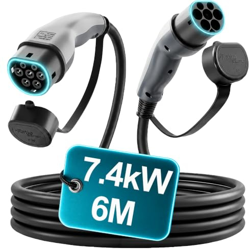 Type 2 Charging Cable 7.4kW | 32A | 6M | 1-Phase | Mode 3 | 6 Metre Type 2 to Type 2 EV Charging Cable 7kW Electric Car Charger, Fast EV Vehicle Charger - Made in Holland