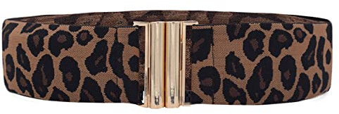 TeeYee Elastischer Gürtel Leopard Damen Obi Belt Vintage Mädchen Einfache Symmetrie Schnalle dehnbar Leopard Belt 206