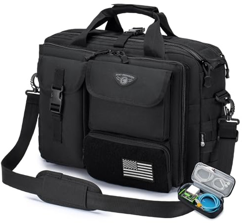 Stypos Tactical Messenger Bag, 14 Inch Tactical Briefcase for Man Military Laptop Bag Messenger Shoulder Bag Flight Bags for Pilots Black