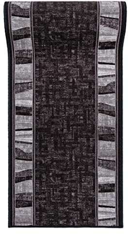 Mazovia rutschfest Teppich Läufer Flur - Modern Geometrische Muster Teppichläufer - Kurzflor Flurläufer für Vorzimmer, Küche - ÖKO-TEX Zertifiziert - Meterware Grau - 67 x 225 cm